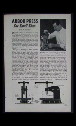 Details about ARBOR PRESS How-To Build PLANS Hand Screw