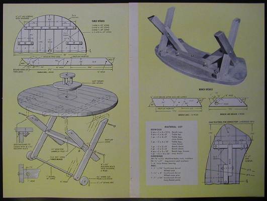 Details about Round PICNIC TABLE &amp; Benches How-To build PLANS 50"