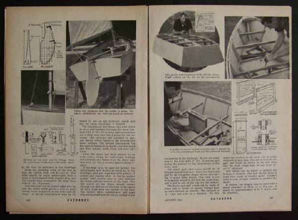  ' Sailboat Dinghy Rowboat 1940 How-To build PLANS flat bottom plywood